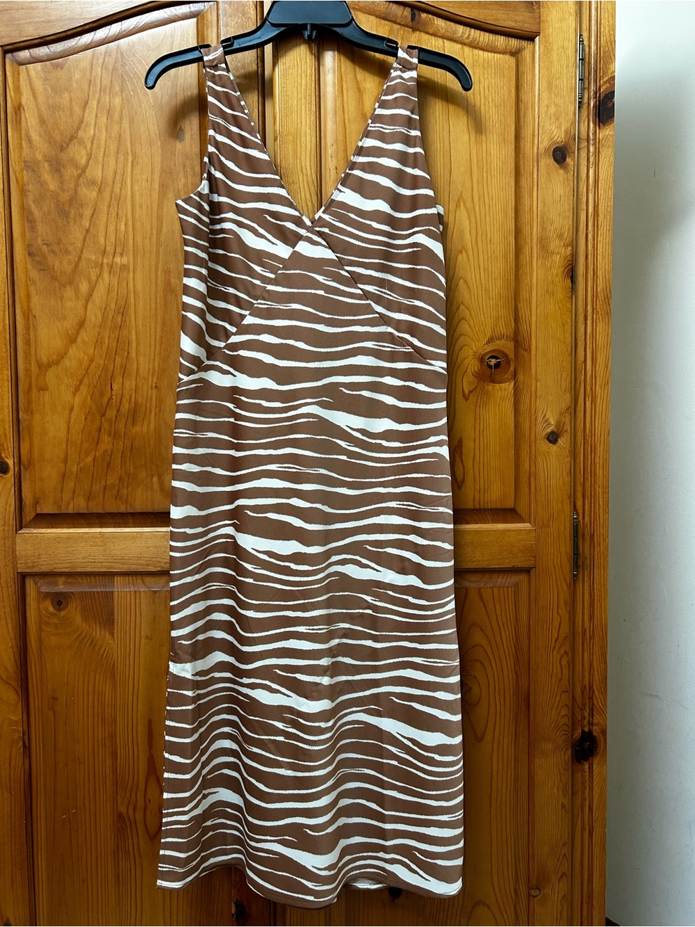 a new day Brown and White Zebra-Stripe Slip Dress